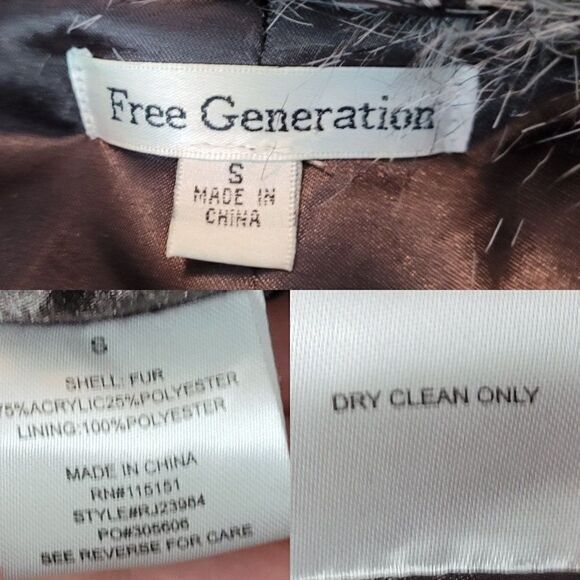 Free Generation Shaggy Patchwork Vegan Faux Fur Vest S Brown Gray Glam Night Out - Picture 2 of 13